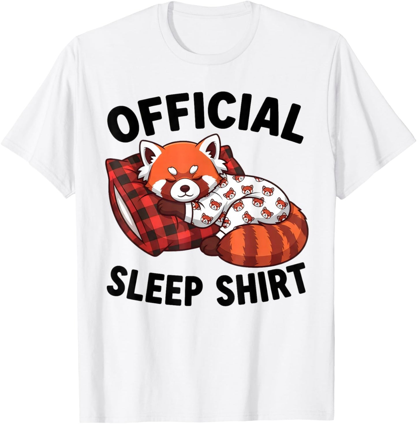 Cute Kawaii Sleeping Red Panda Official Sleepshirt Nightgown T-Shirt - T-Shirt | White