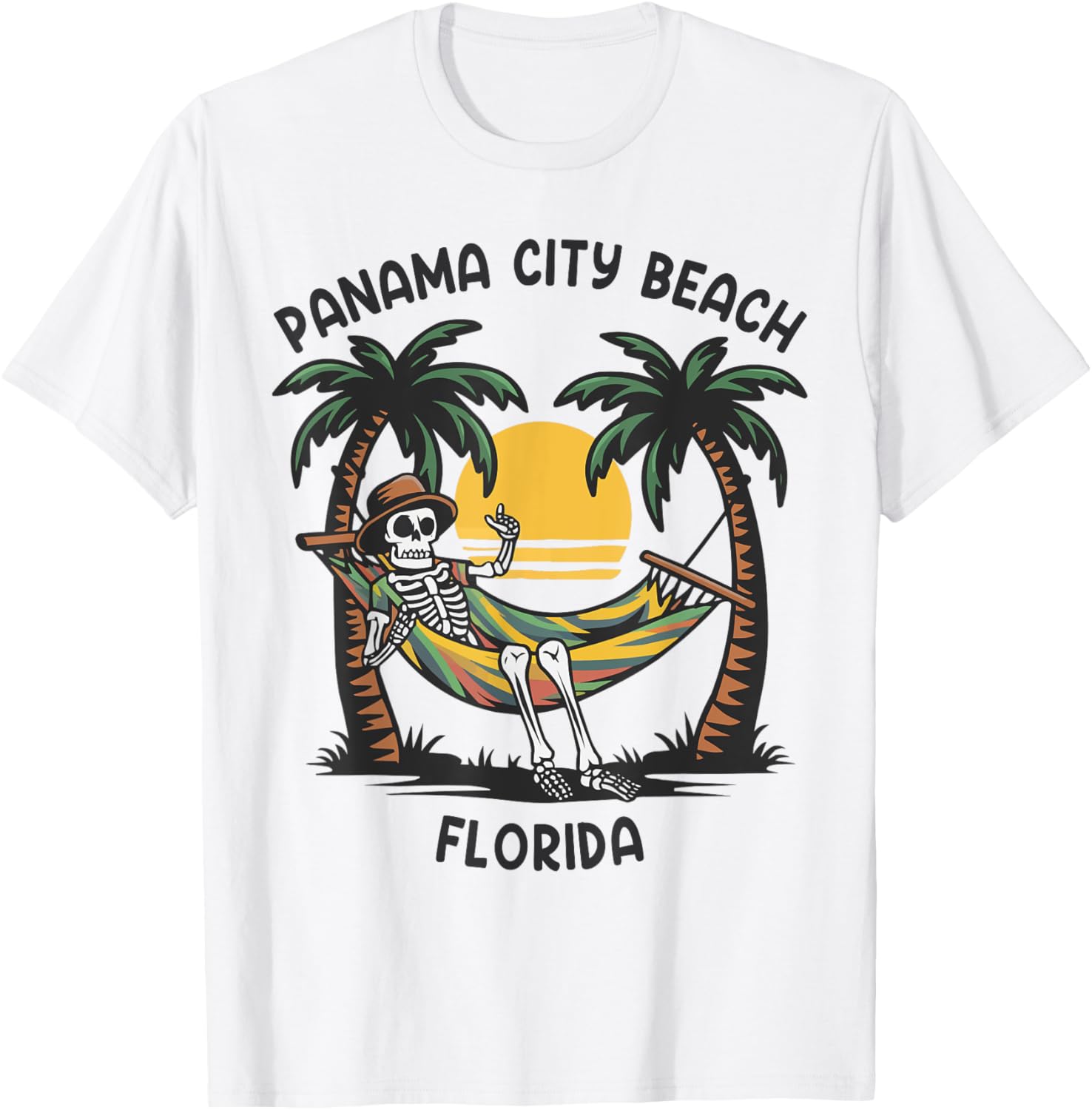 Vintage Panama City Beach Florida Palms FL Sunset Funny Men Women T-Shirt - T-Shirt | White