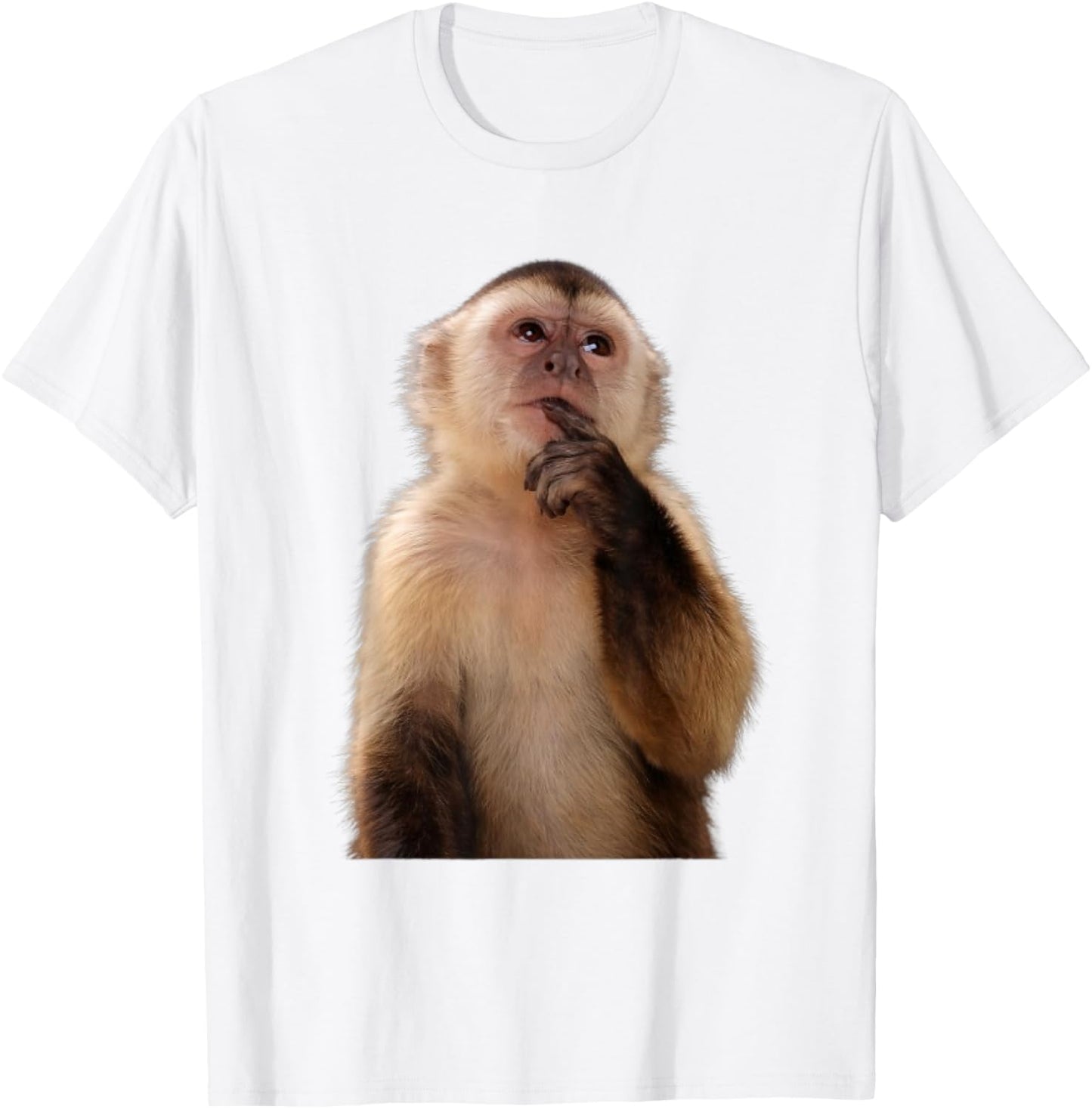 Funny Thinking Monkey Meme Sarcastic T-Shirt - T-Shirt | White