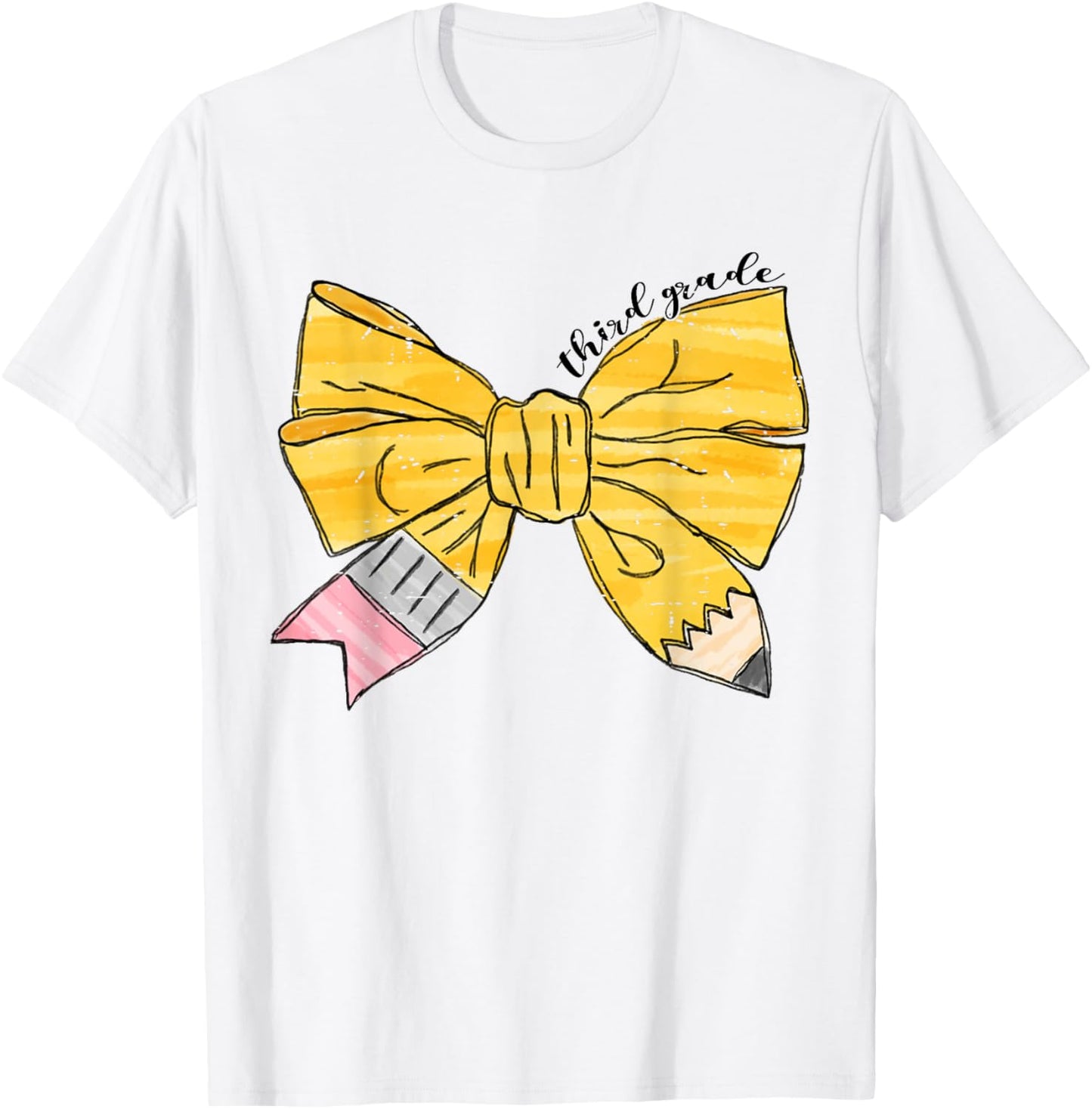 Coquette Bow Pencil Third Grade Kids Girls Back To School T-Shirt - T-Shirt | White