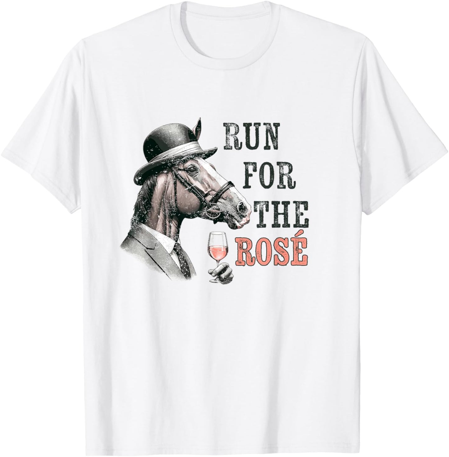 Dapper Derby Horse Sipping Rosé Wine Race Day Party T-Shirt - T-Shirt | White