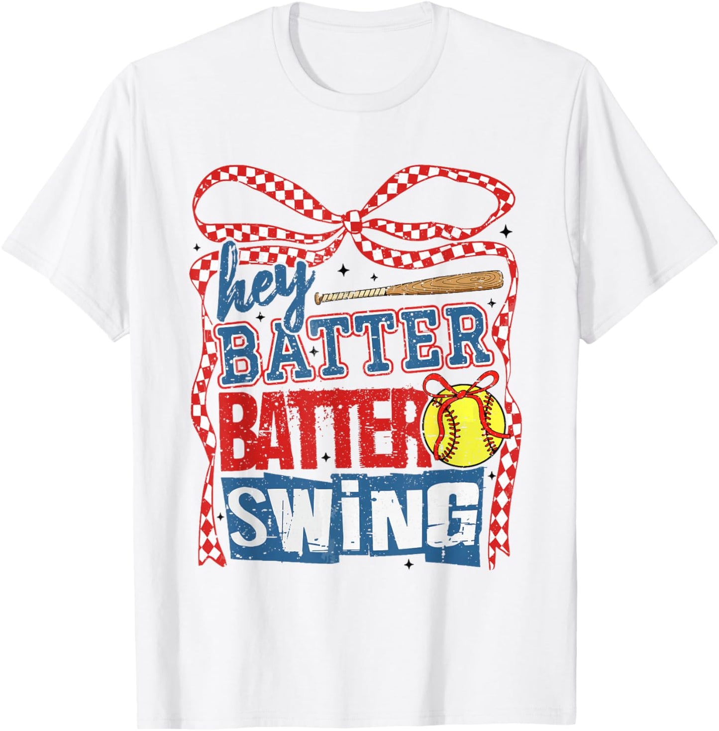 Retro Softball Hey Batter Batter Swing Game Day Softball Mom T-Shirt - T-Shirt | White