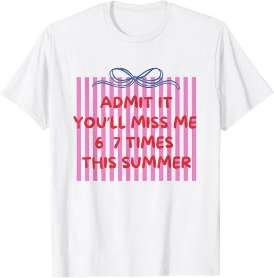 Women End of Year 67 Teacher Striped 6 7 Teacher Summer T-Shirt - T-Shirt | White