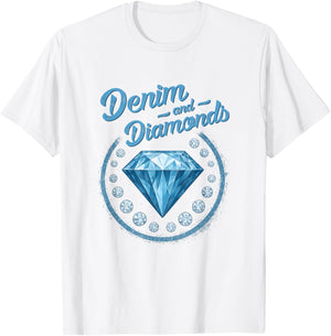 Denim and Diamonds Western Cowgirl Glam Style Men T-Shirt - T-Shirt | White