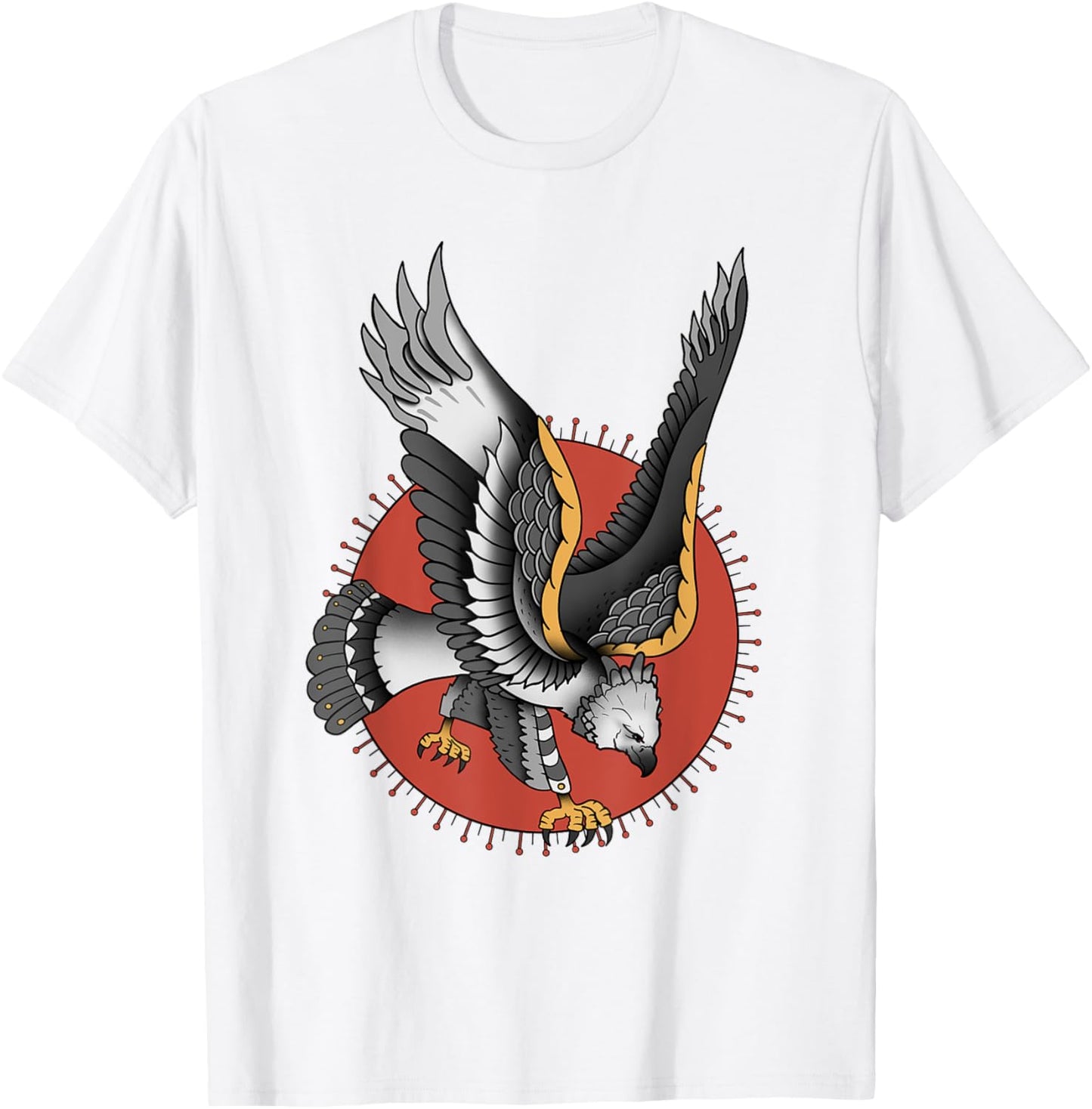 Vintage American Traditional Harpy Eagle Tattoo T-Shirt - T-Shirt | White