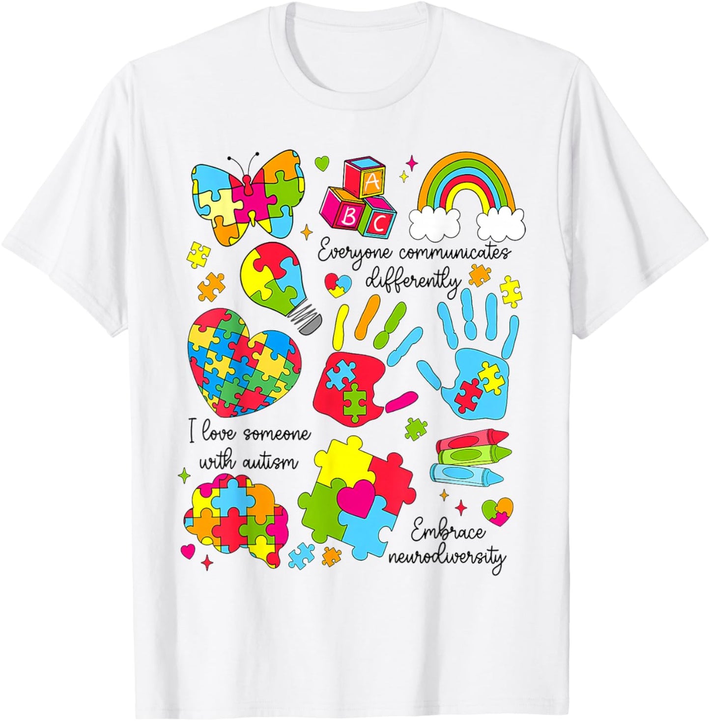 Everyone Communicates Differently Special Education Autism T-Shirt - T-Shirt | White