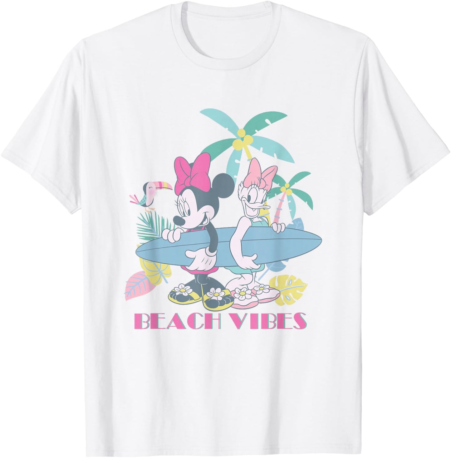 Disney Mickey and Friends Beach Vibes Minnie Daisy Big Logo T-Shirt - T-Shirt | White