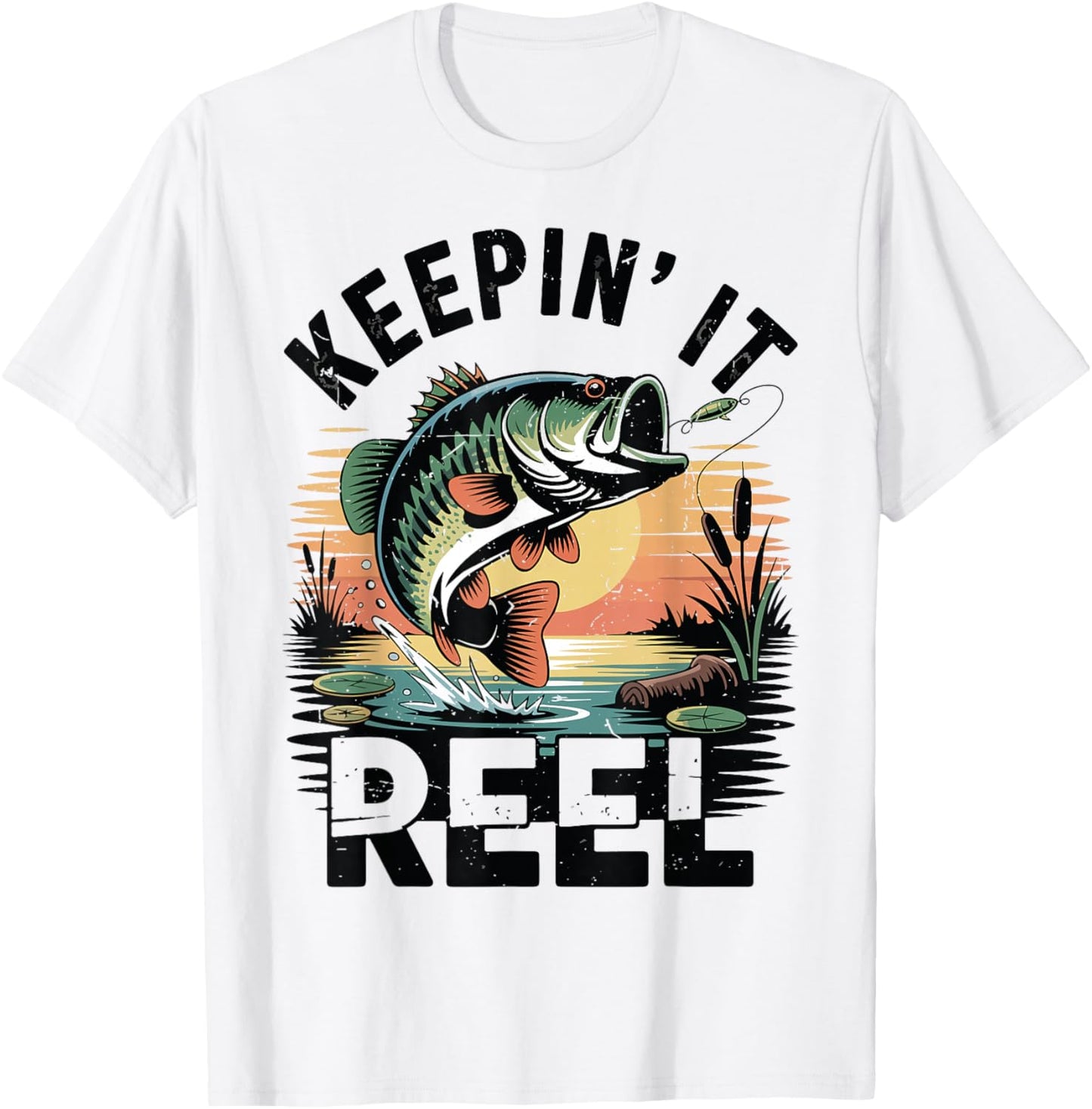 Kids Largemouth Bass Fishing-Shirt Keeping It Reel Boy Youth T-Shirt - T-Shirt | White