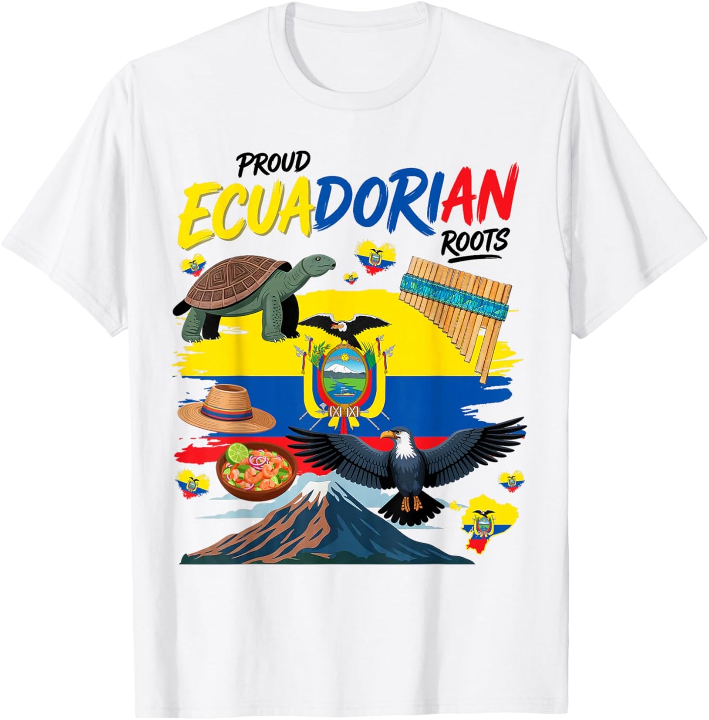 Ecuadorian Roots Outfit Idea for Kids Ecuador Flag Themed T-Shirt - T-Shirt | White