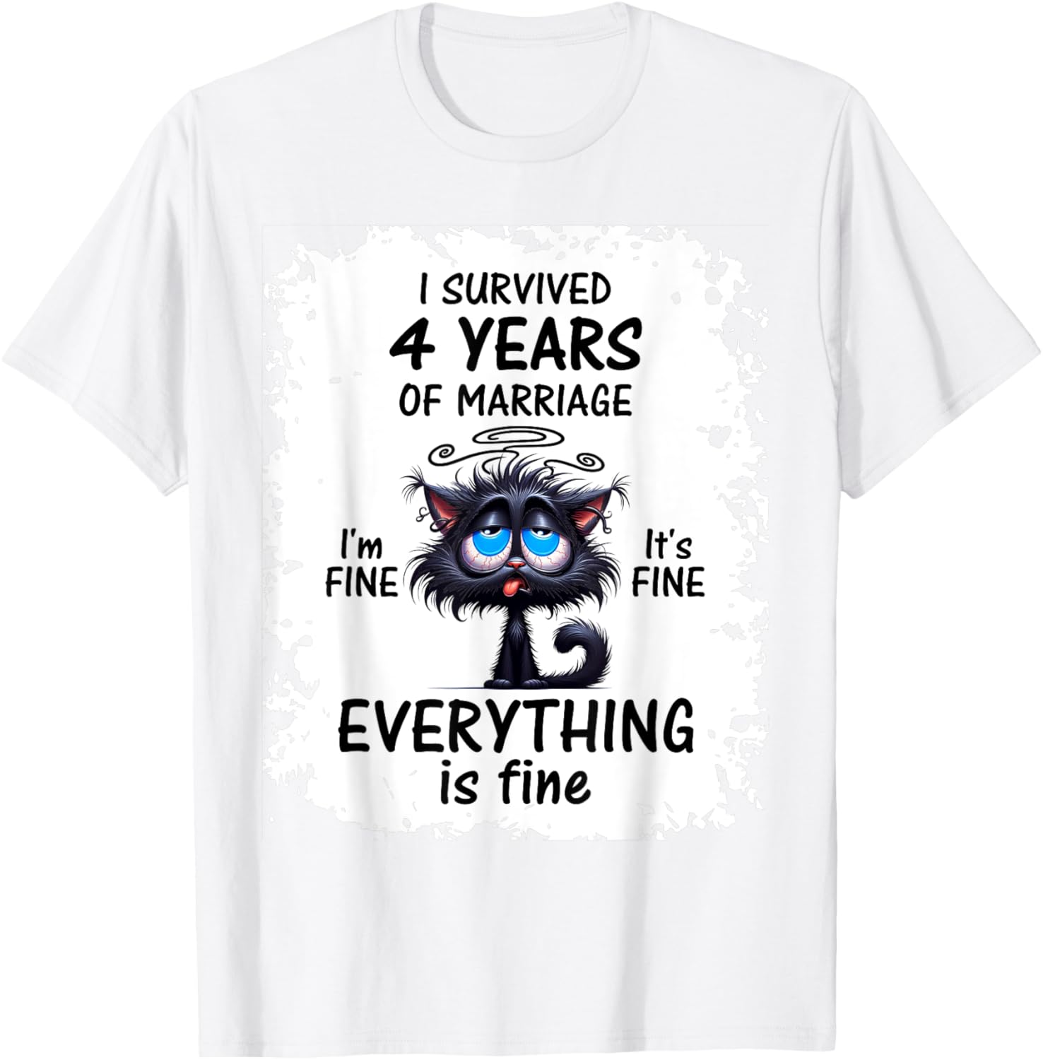 Linen Wedding I Survived 4 Years Of Marriage T-Shirt - T-Shirt | White
