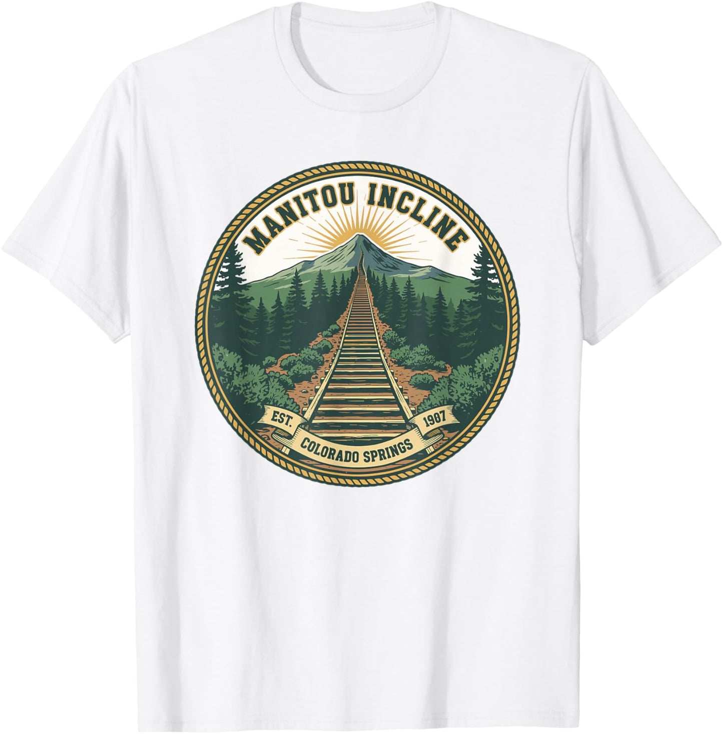 Manitou Incline Summit Club, Hiking Manitou Incline T-Shirt - T-Shirt | White