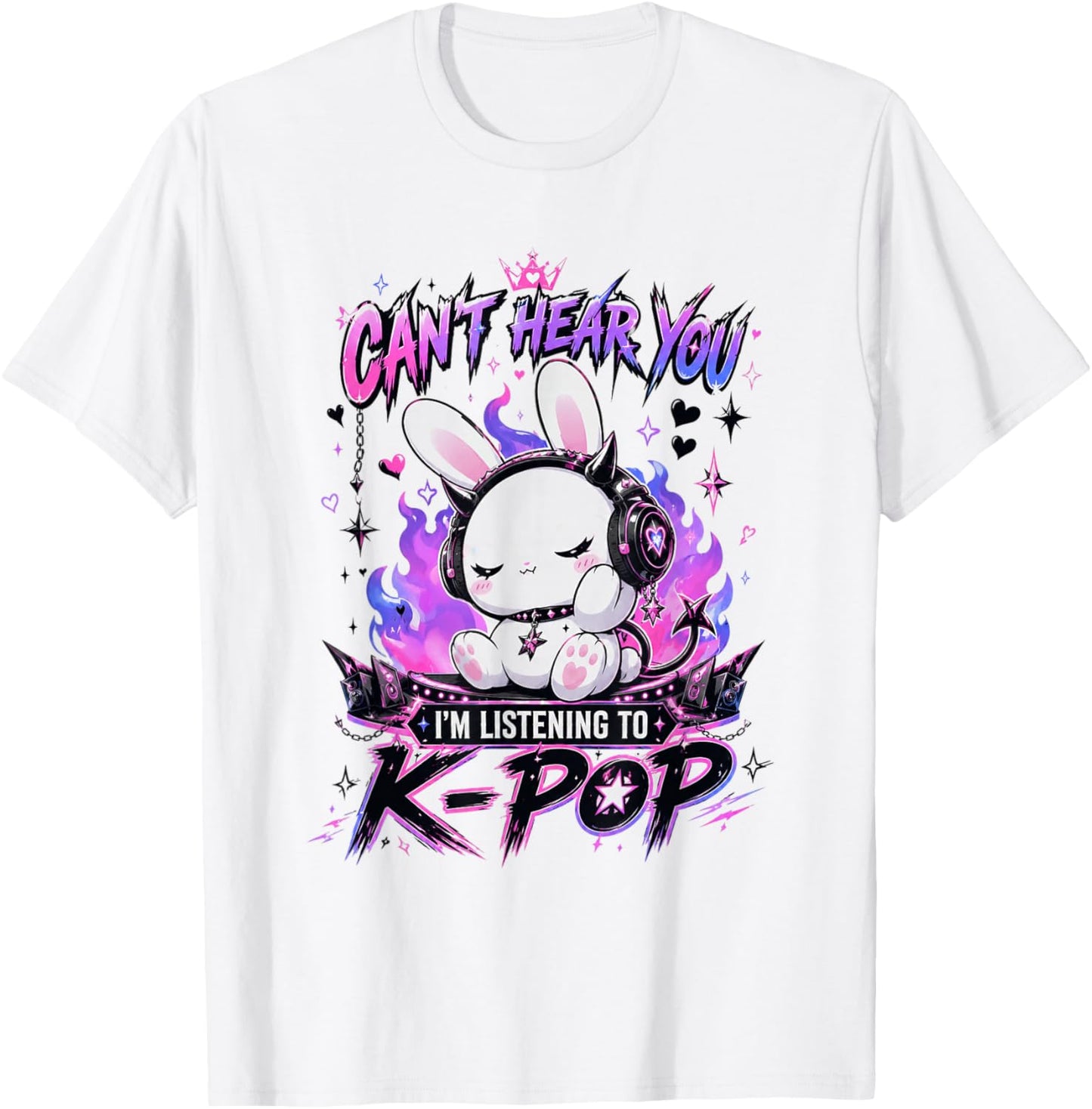 Kpop Rabbit K-pop Can't Hear You I'm Listening Kpop T-Shirt - T-Shirt | White