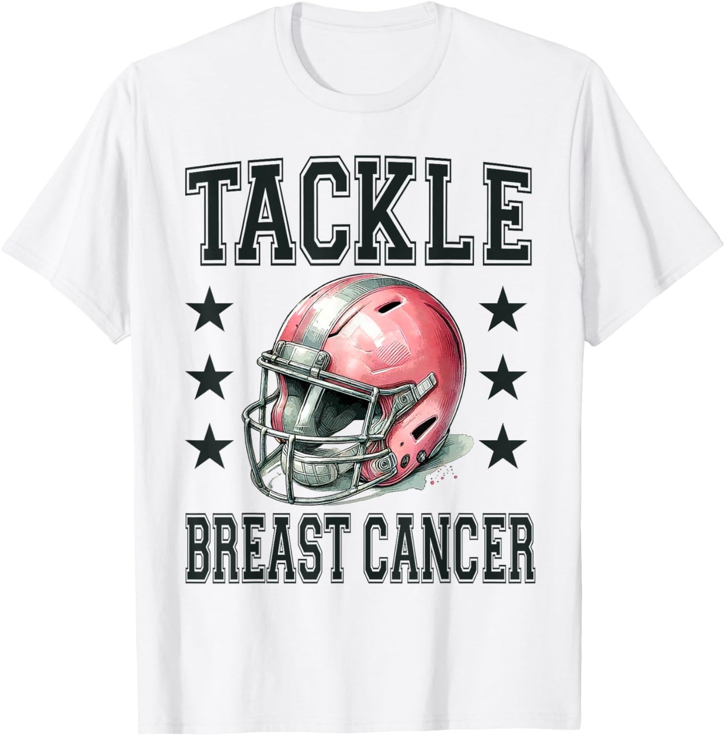 Tackle Breast Cancer Pink Football Helmet Awareness Design T-Shirt - T-Shirt | White