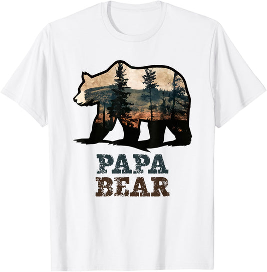 Papa Bear Vintage Retro Funny T-Shirt - T-Shirt | White