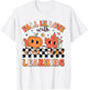 Retro Fall In Love With Learning Autumn Pumpkin Teacher T-Shirt - T-Shirt | White