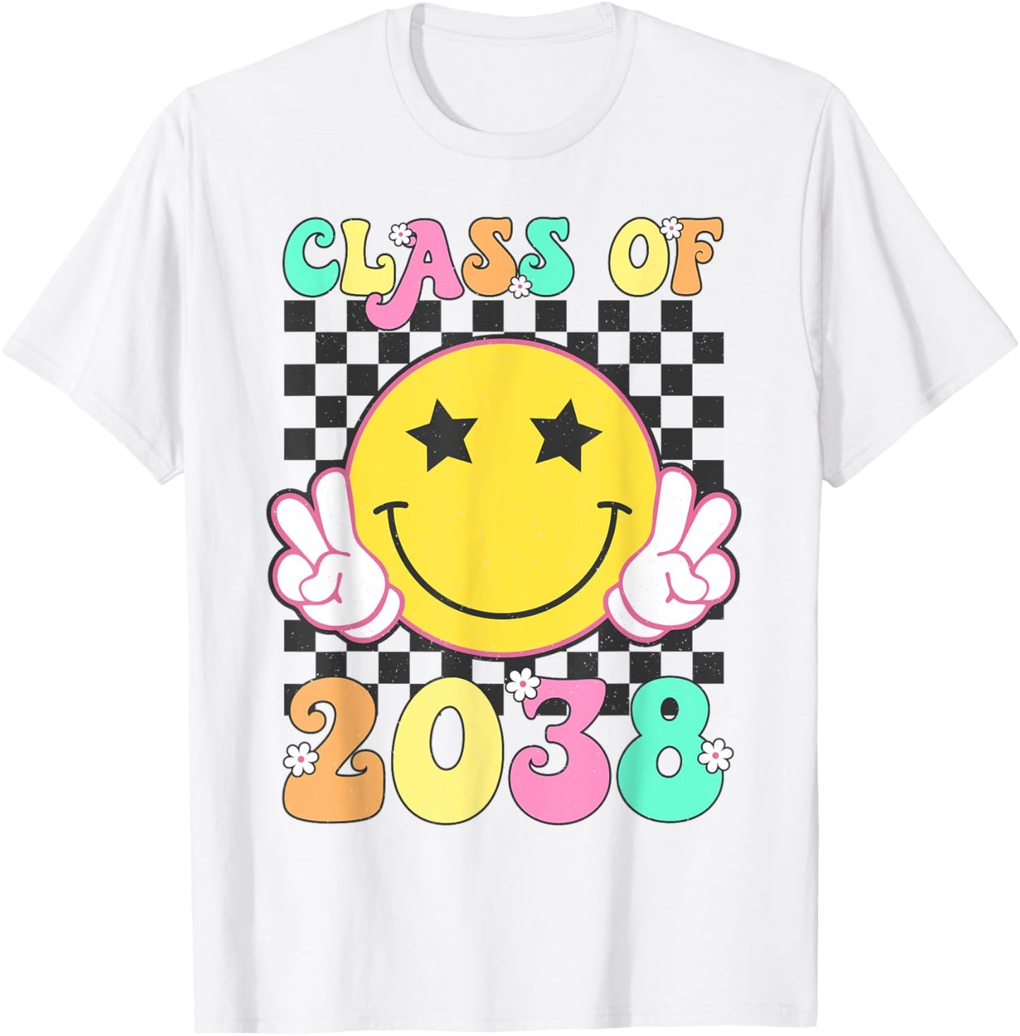 Retro Class of 2038 Grow With Me Back to School Kindergarten T-Shirt - T-Shirt | White