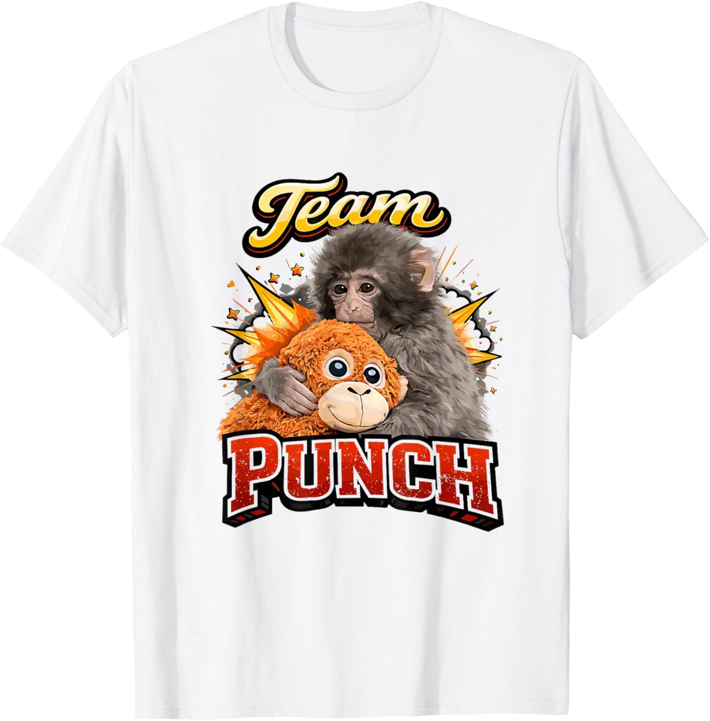 Team Punch Funny Monkey Trend Animal Supporter T-Shirt - T-Shirt | White