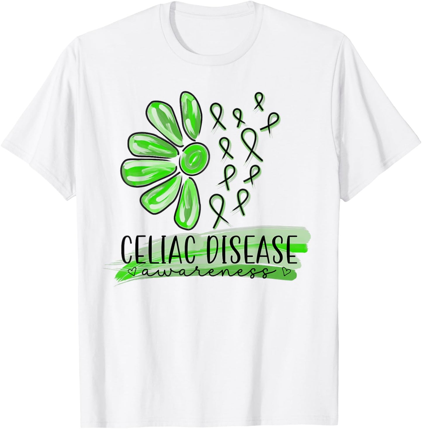 Celiac Disease Awareness Trendy Floral Messy Brushstroke T-Shirt - T-Shirt | White