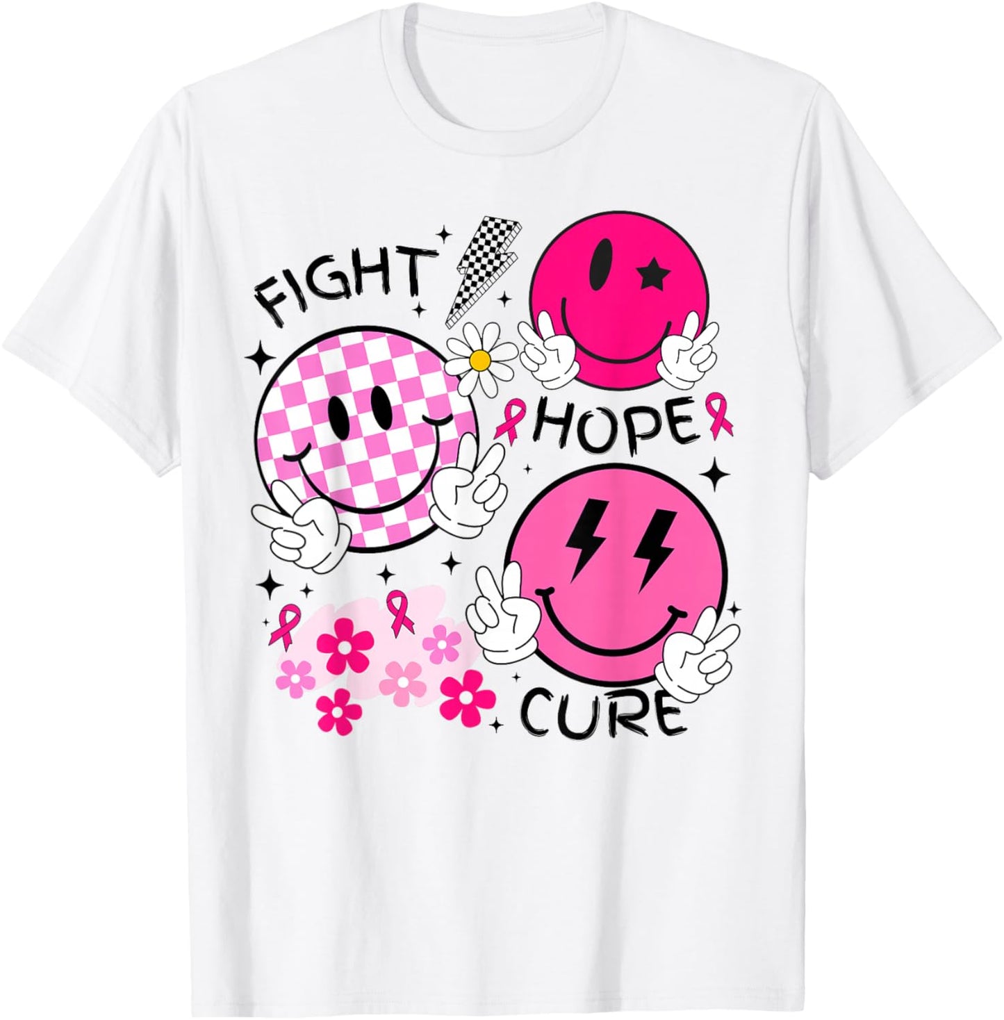 Breast Cancer Awareness Month Pink Ribbon Support Hope T-Shirt - T-Shirt | White