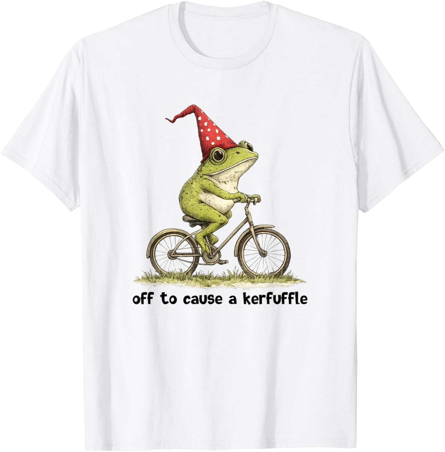 Off to Cause A Kerfuffle Funny Meme Frog T-Shirt - T-Shirt | White
