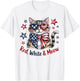Red White and Meow Patriotic Cat American Flag 4th of July T-Shirt - T-Shirt | White