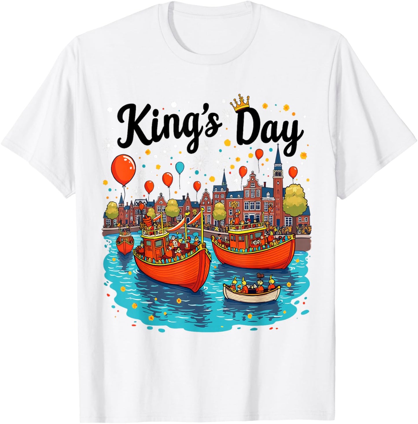 Koningsdag Netherlands 2025 Crown Funny Kings Day Amsterdam T-Shirt - T-Shirt | White