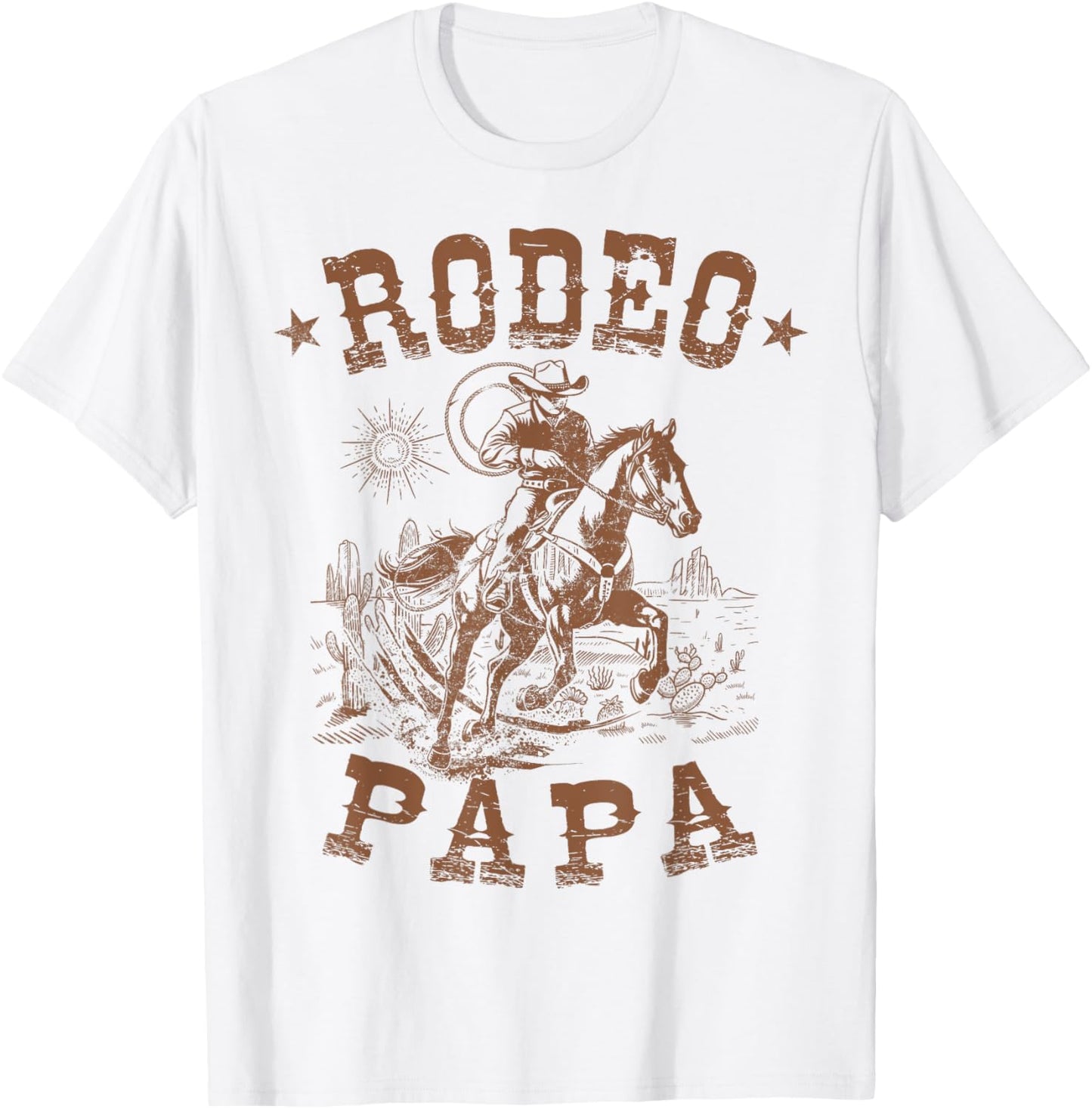 Rodeo Papa Western Cowboy Family Matching Father's Day T-Shirt - T-Shirt | White