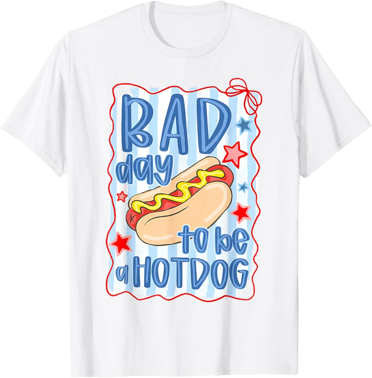 Bad Day to Be A Hotdog Coquette 4th of July American Flag T-Shirt - T-Shirt | White