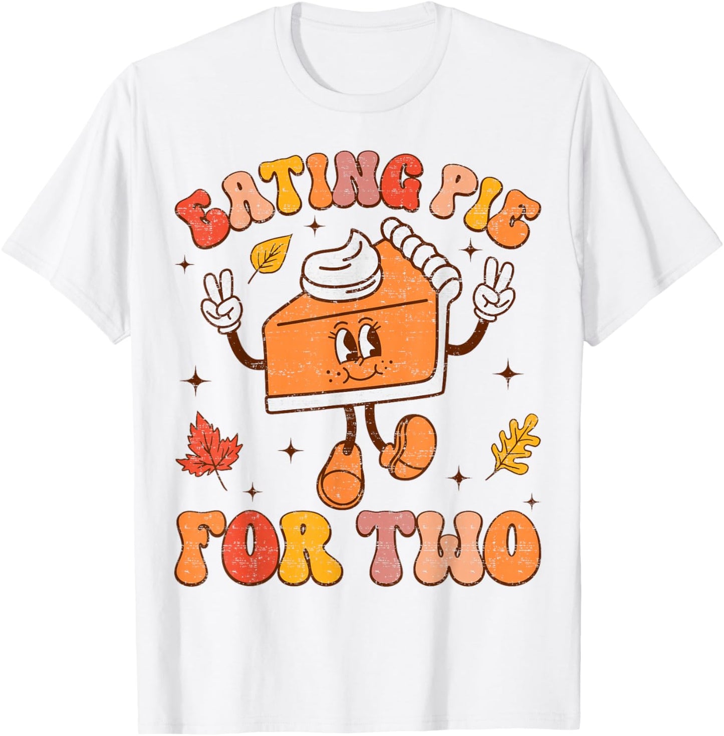Eating Pie For Two Thanksgiving Pregnancy Announcement T-Shirt - T-Shirt | White