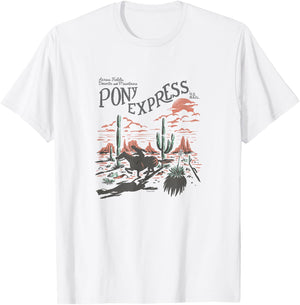 USPS - Pony Express Across Fields, Deserts, and Mountains T-Shirt - T-Shirt | White