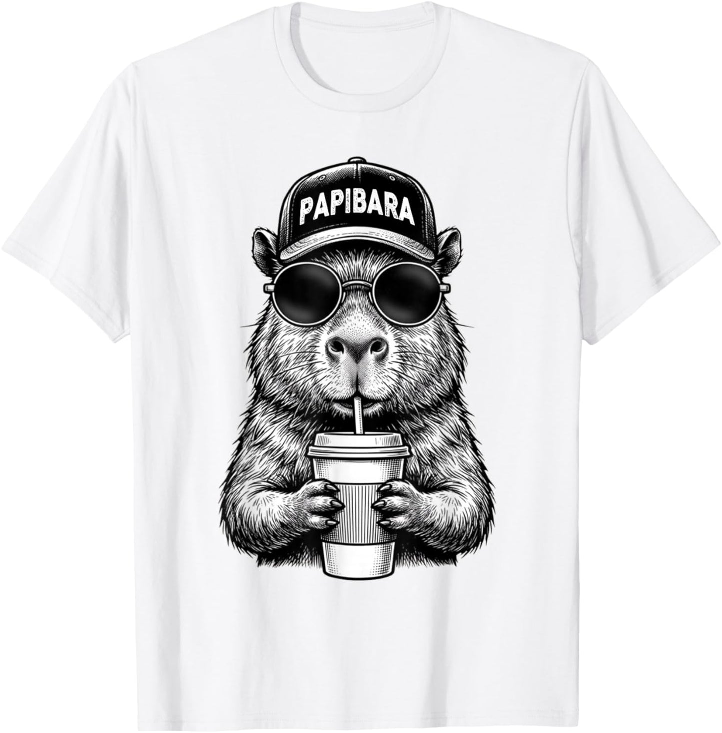 Papibara Vatertag Lustiger Papa Capybara Vater T-Shirt - T-Shirt | White