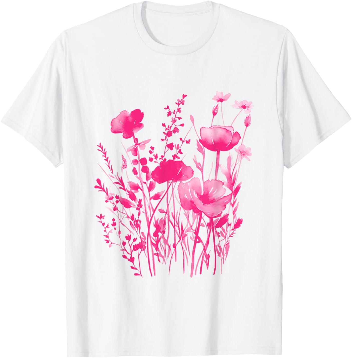 Pink Floral Shirt -Pink Flowers T-Shirt - T-Shirt | White