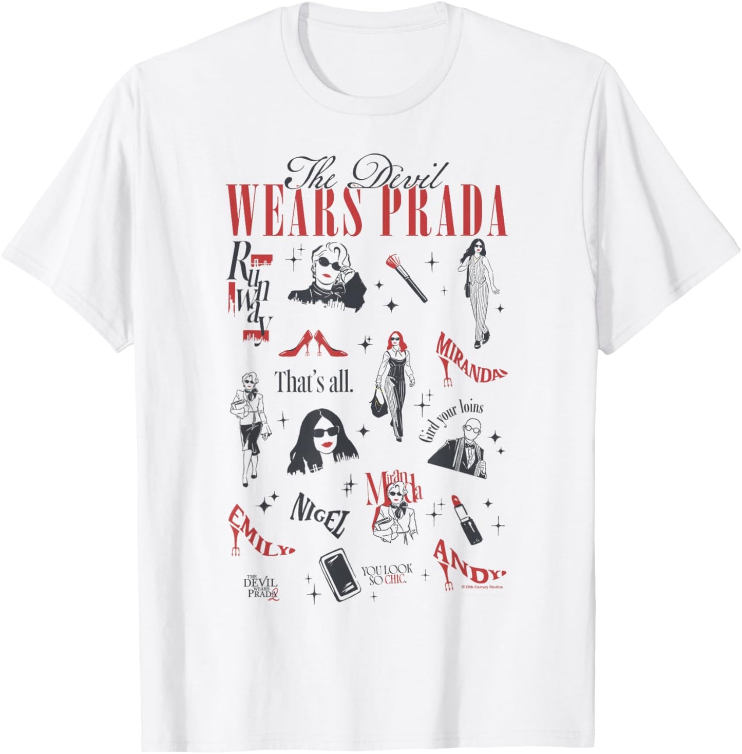 The Devil Wears Prada 2 Minimalistic Art Icons Collage T-Shirt - T-Shirt | White