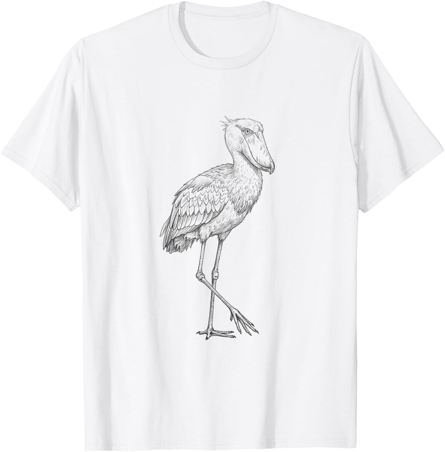 Vintage Shoebill Stork Drawing Art Design T-Shirt - T-Shirt | White