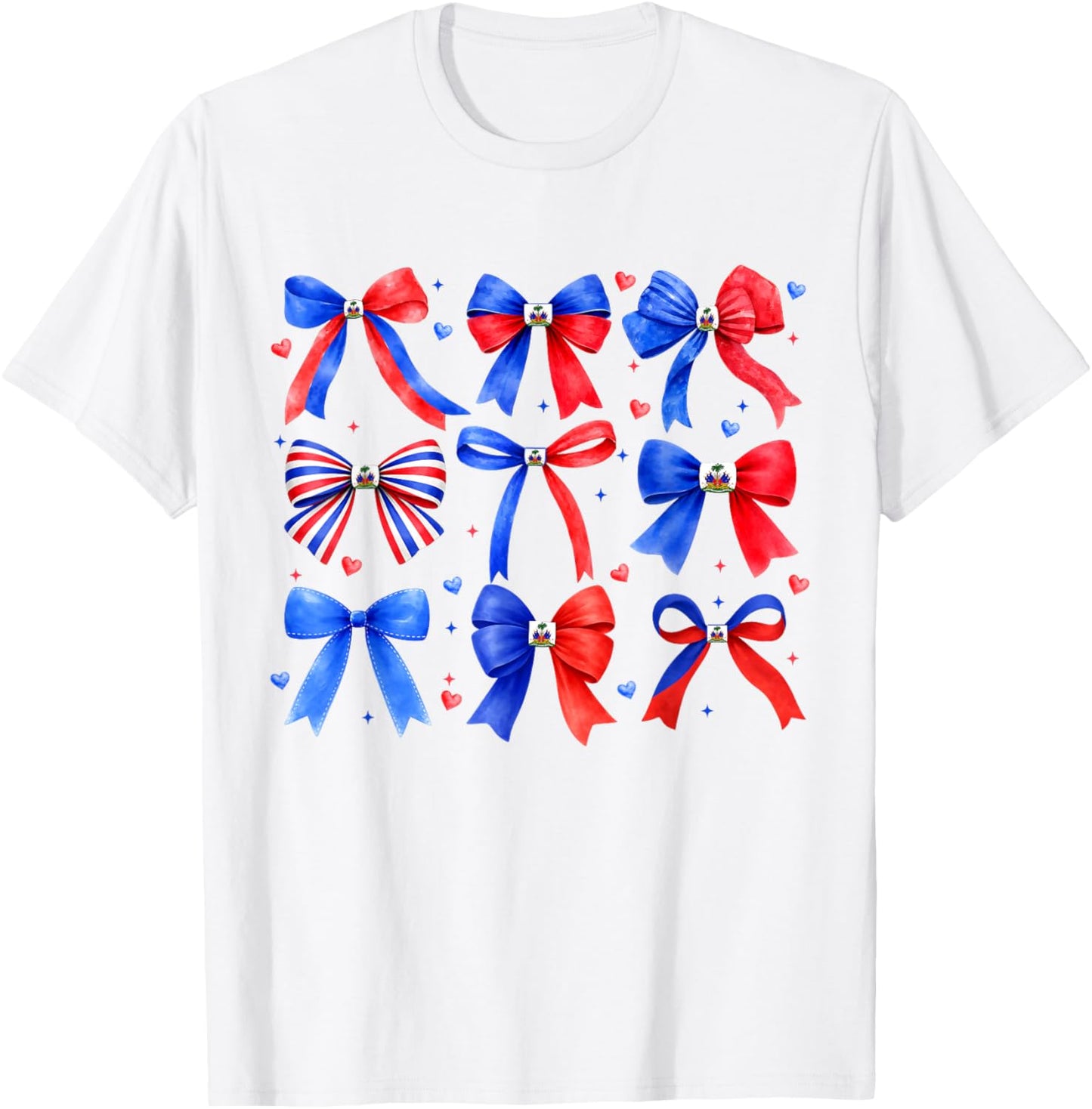 Cute Coquette Haitian Flag Day Haiti Pride Women Girl T-Shirt - T-Shirt | White