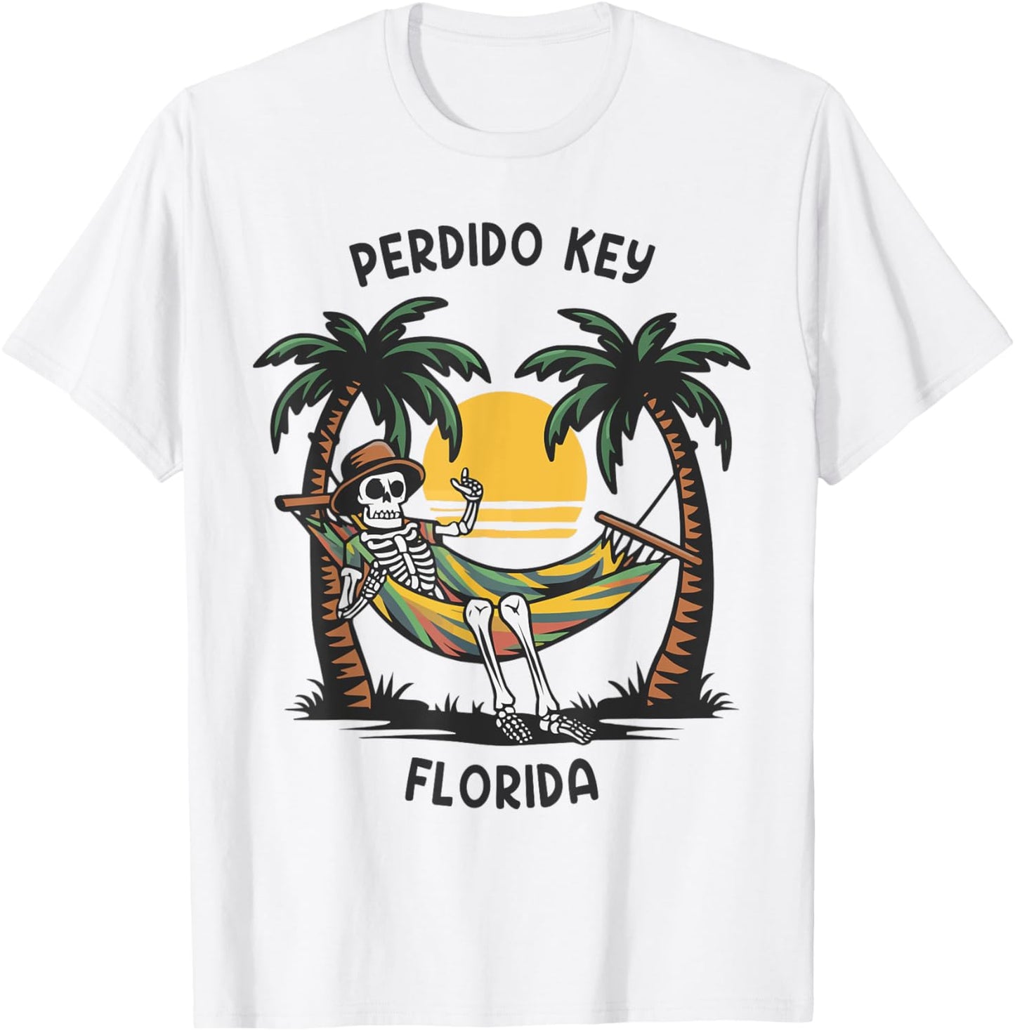Vintage Perdido Key Florida Palms FL Sunset Funny T-Shirt - T-Shirt | White