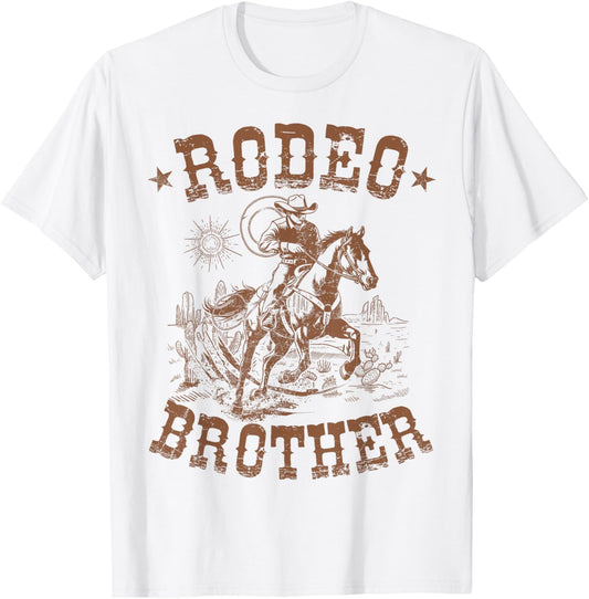 Rodeo Brother Western Cowboy Birthday Family Matching T-Shirt - T-Shirt | White