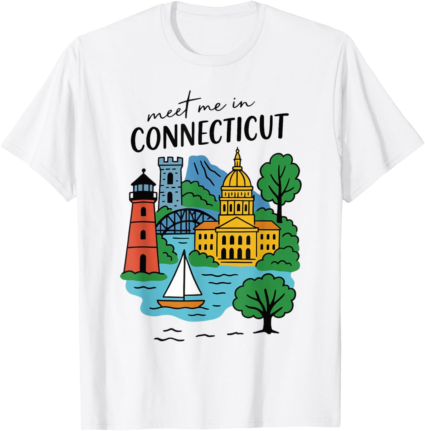 Meet me in Connecticut - Cute US State Travel Retro Design T-Shirt - T-Shirt | White