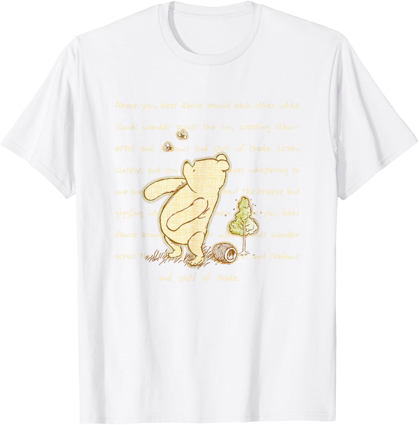Disney Winnie the Pooh And Bees Quote Cute Big Chest Logo T-Shirt - T-Shirt | White