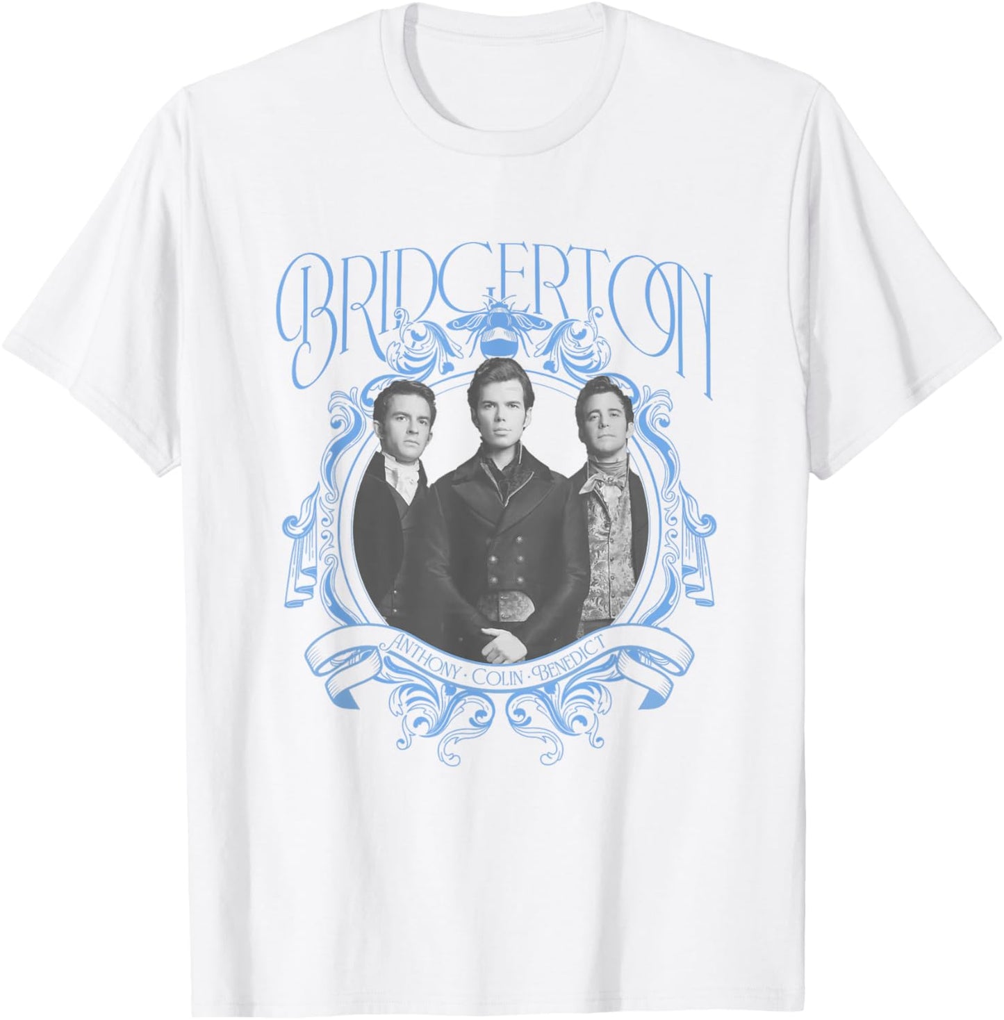 Bridgerton Vintage Chest Portrait - , Blue, Small, Short Sleeve, Classic Fit, Crew Collar, Polyester 65% Cotton 35% T-Shirt - T-Shirt | White