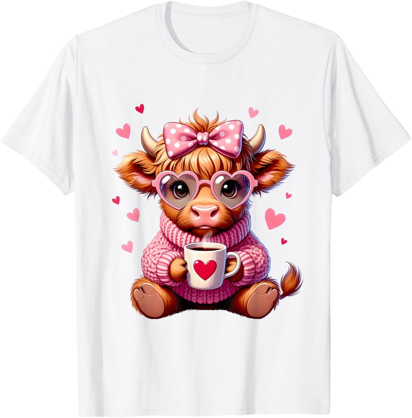 Highland Cow Cute Adorable Highland Cow Girl Graphic T-Shirt - T-Shirt | White