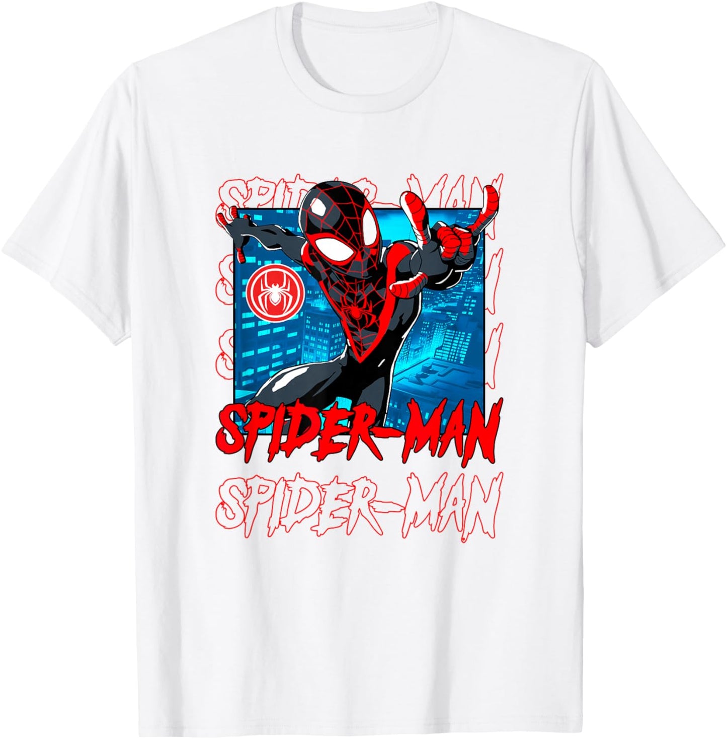 Marvel Comics Spider-Man Miles Morales Spider Emblem Panel T-Shirt - T-Shirt | White