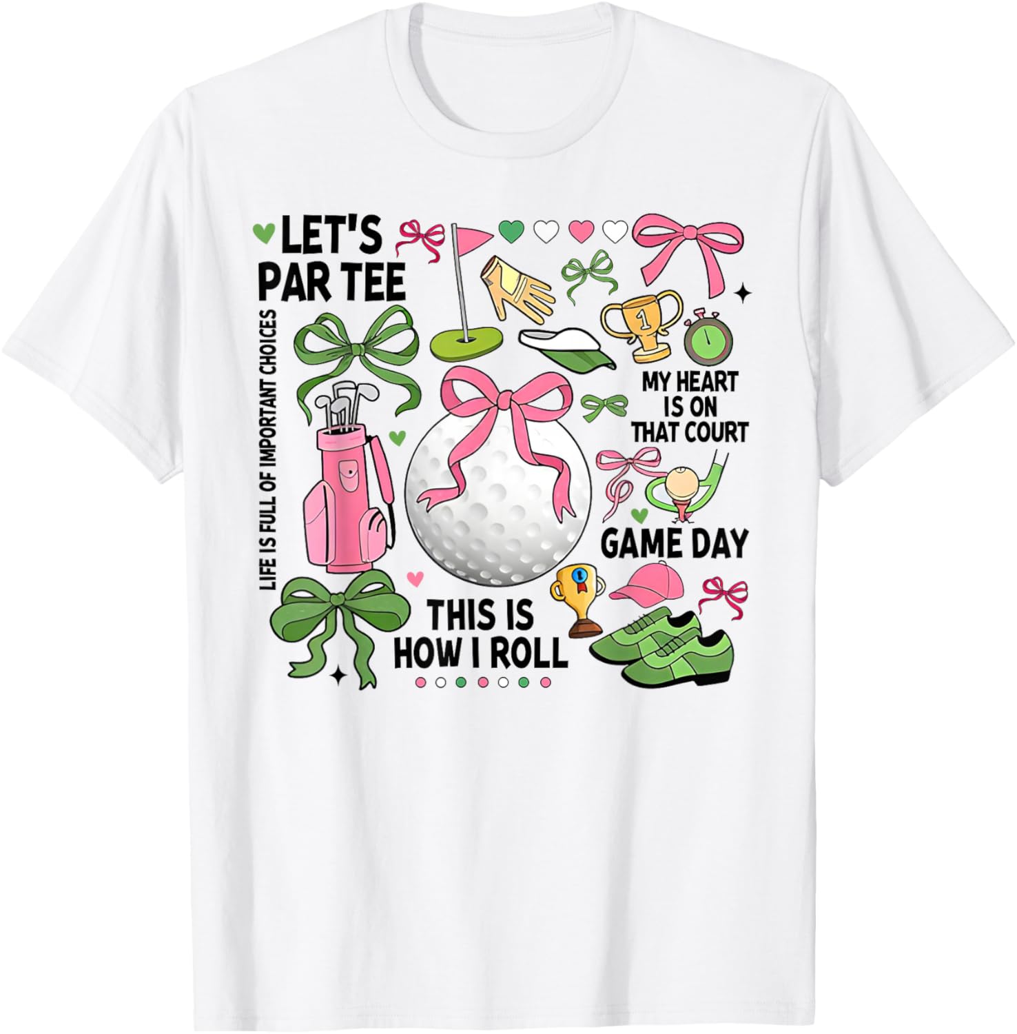 Golf Game Day Coquette Bow Golf Girls T-Shirt - T-Shirt | White