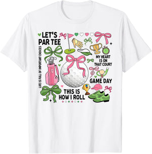 Golf Game Day Coquette Bow Golf Girls T-Shirt - T-Shirt | White