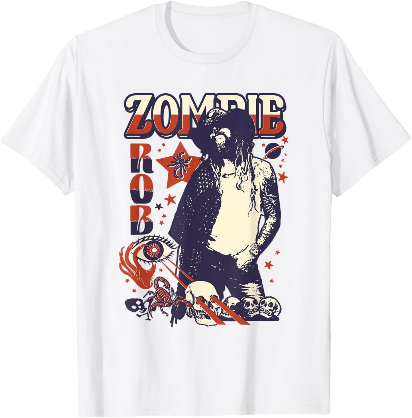 Rob Zombie Laser Stars And Scorpions T-Shirt - T-Shirt | White