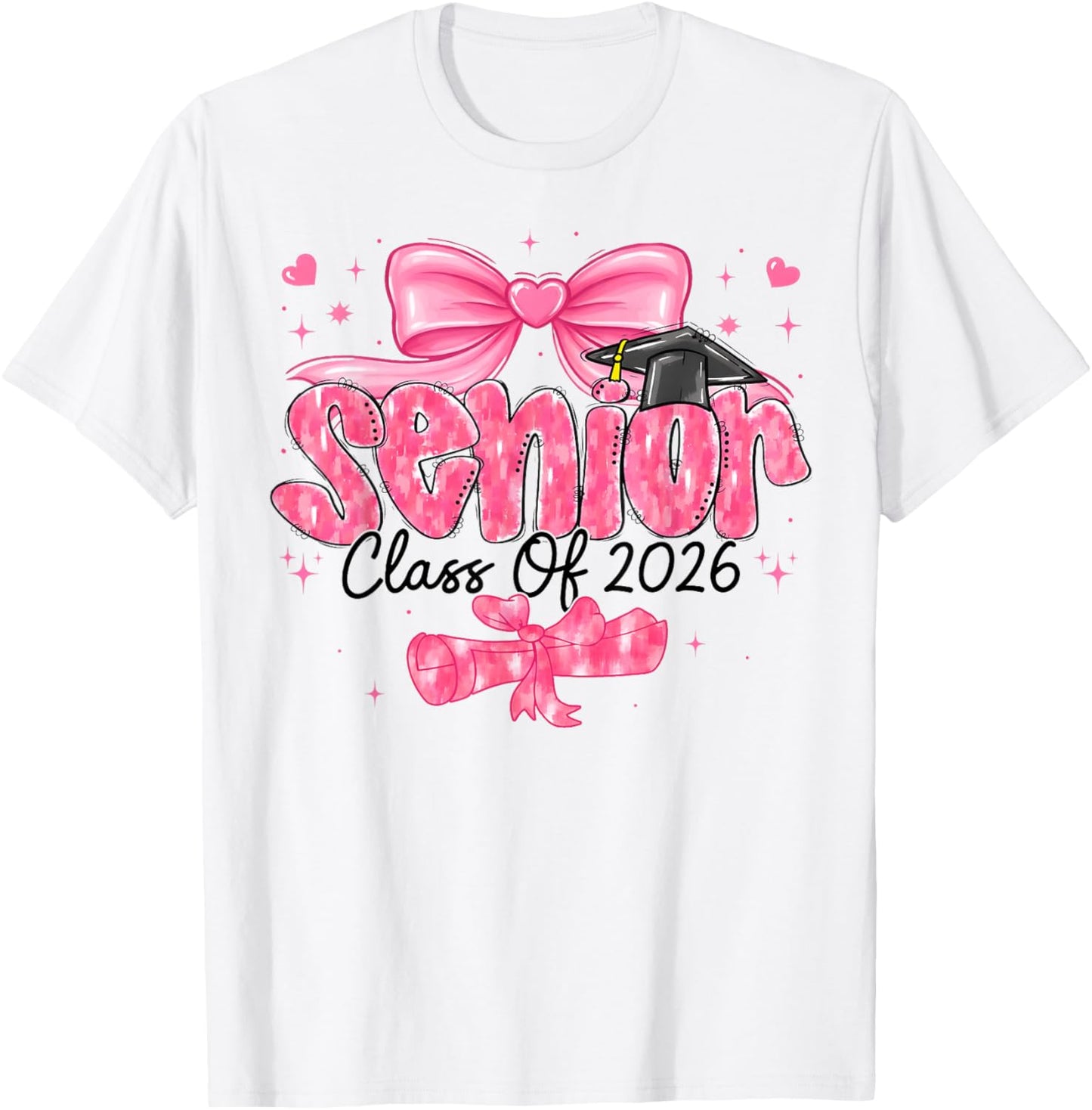 Graduation 2026 Class of 2026 Senior Pink Coquette Bow T-Shirt - T-Shirt | White