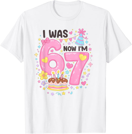 I was 6 Now I'm 7 7th Birthday 6 7 Birthday Girl T-Shirt - T-Shirt | White