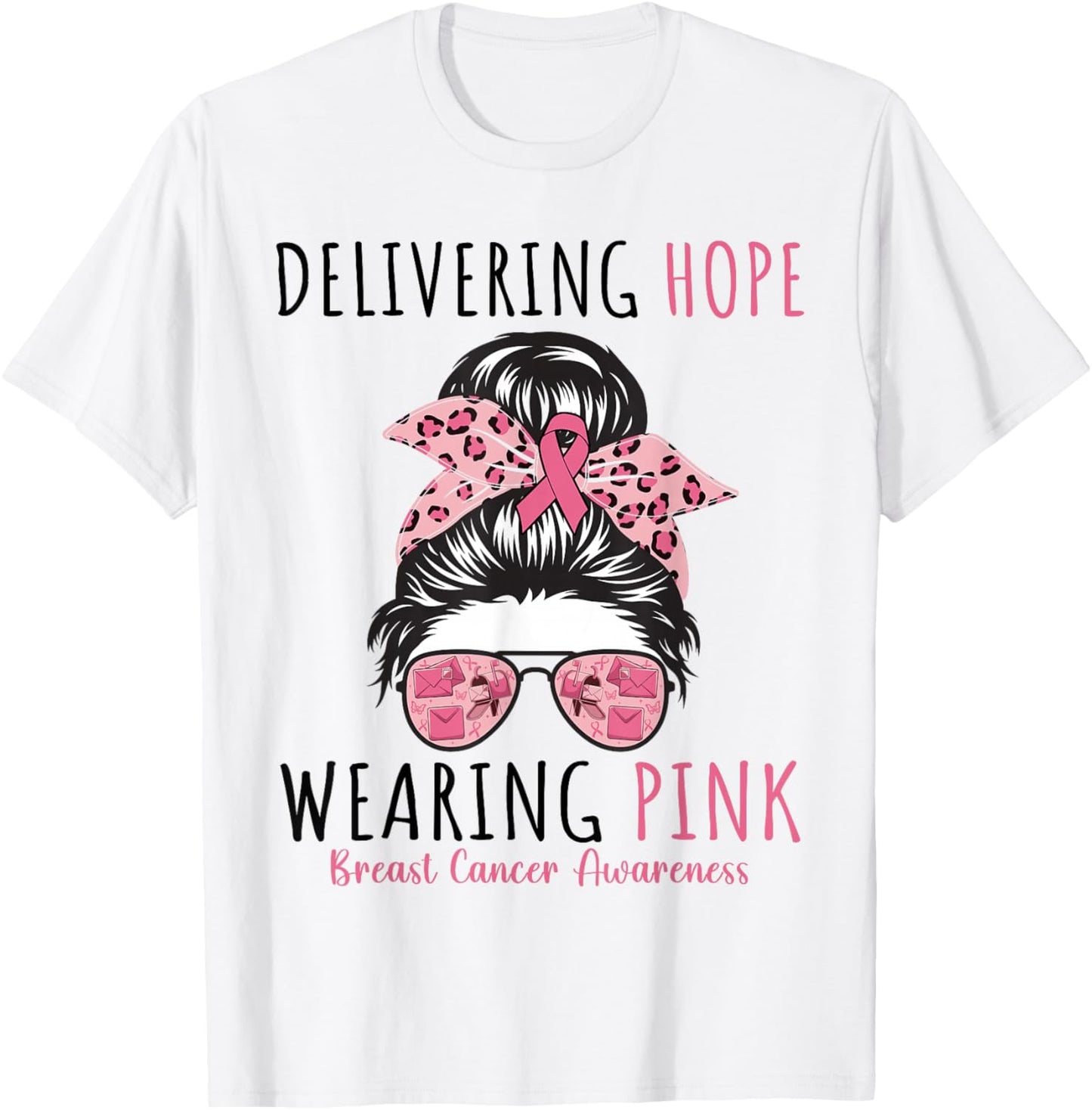 Postal Carrier Breast Cancer Awareness Women Pink Ribbon T-Shirt - T-Shirt | White