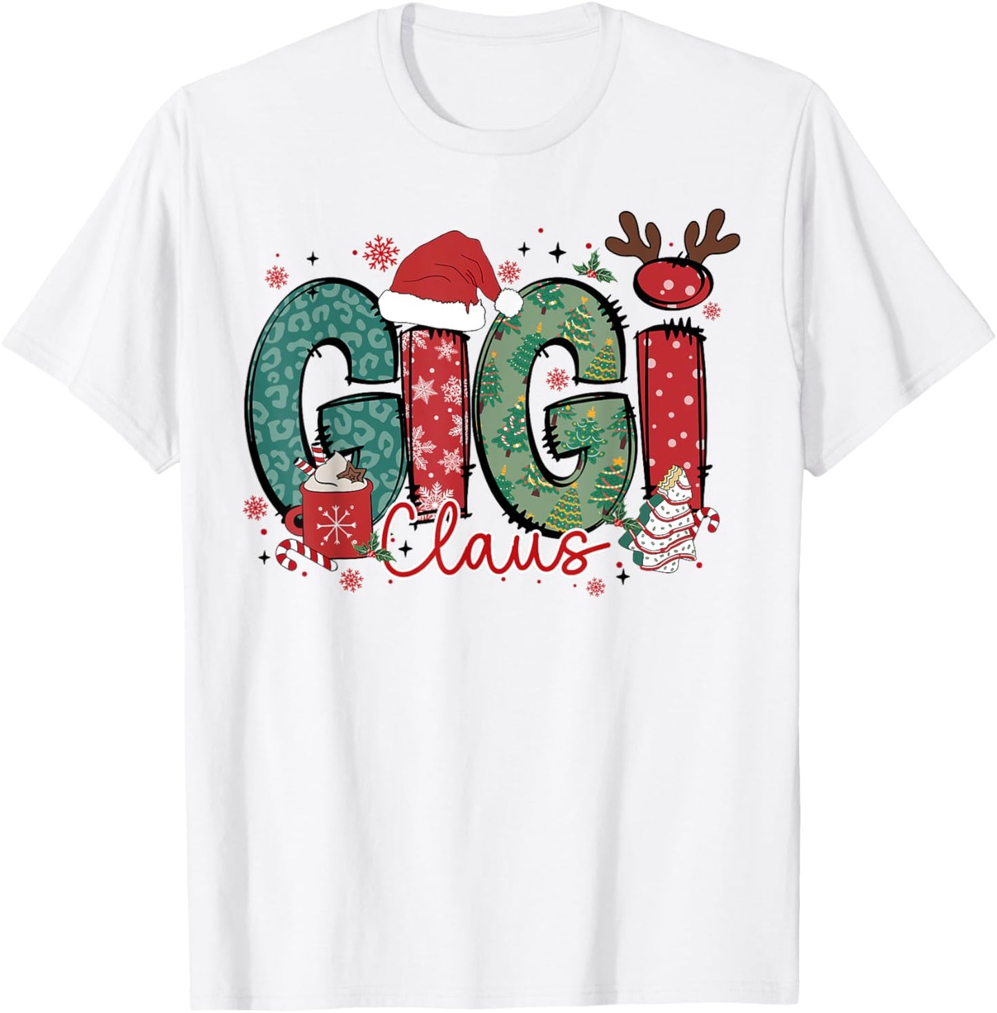 Gigi Claus Christmas Pajama Santa Claus Family Matching T-Shirt - T-Shirt | White