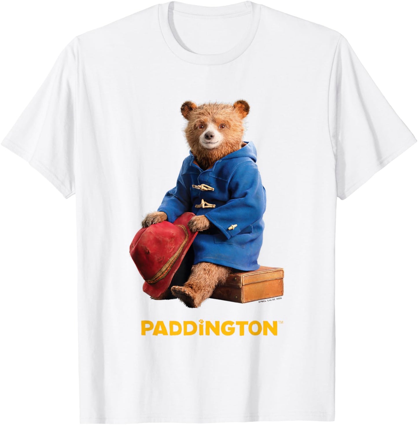 Paddington Bear in Peru Sat on Suitcase T-Shirt - T-Shirt | White